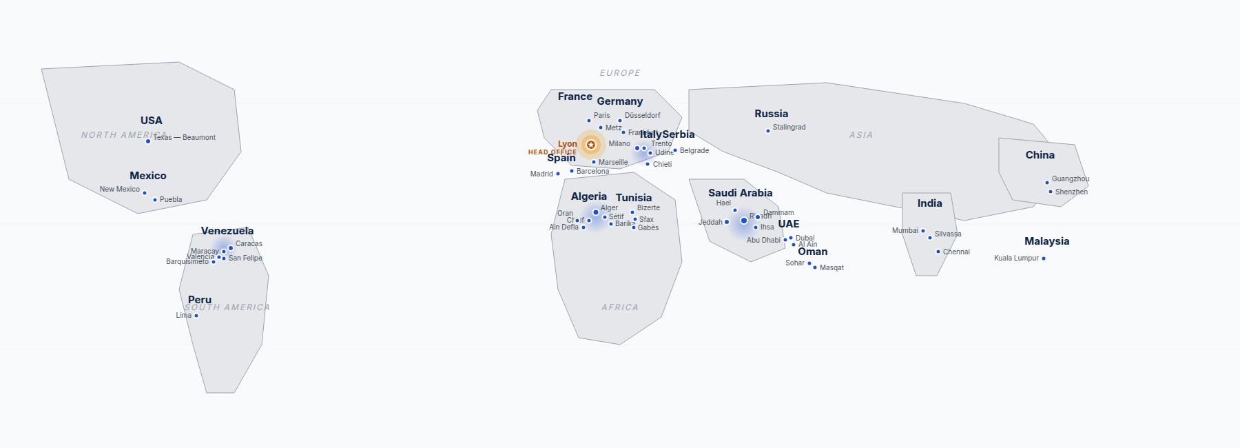 Idea Automation & Technologies — worldwide project presence across the Americas, Europe, Africa, the Middle East and Asia